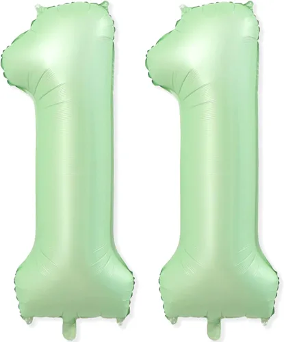 Globos gigantes de papel de aluminio con el número 11, globos de aluminio de color verde claro de 40 pulgadas, globos gigantes de helio número 11