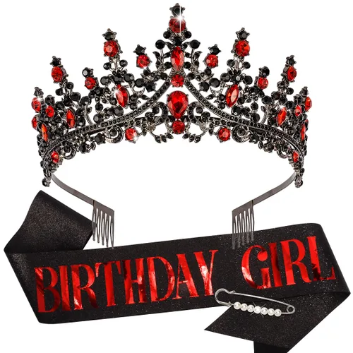 Miniatura 12 de TOBATOBA Banda de Cumpleaños Coronas de Cumpleaños para Mujeres Niñas, Decoraciones de Cumpleaños para Mujeres, Metal Diamante falso Cristal