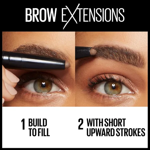 Miniatura 4 de Maybelline Brow Extensions - Crayón de pomada con fibras, maquillaje en lápiz para cejas, maquillaje de ojos, acabado mate suave, para cejas más