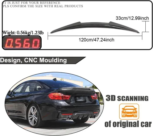 Miniatura 5 de Alerón F36 de fibra de carbono real compatible con BMW Serie 4 F36 2014-2020 de 4 puertas Gran Coupé