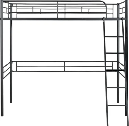 Miniatura 4 de Furniture of America Citing - Cama tipo loft de metal industrial con escalera en ángulo adjunta y barandillas de seguridad, no requiere somier