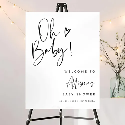 Miniatura 7 de Letrero de bienvenida con foto editable para baby shower, letrero moderno para baby shower, letrero con nombre personalizado para niño o niña