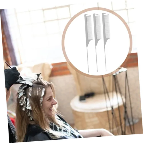Miniatura 6 de STOBAZA Juego de 5 peines para separar el cabello con cola de rata para seccionar con precisión, peines para peinar el cabello, herramientas