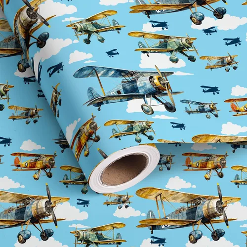 Miniatura 11 de Dtiafu Papel de regalo para baby shower para bebé niño – 12 hojas de papel de regalo azul bebé con patrón de oso estrella, pastel, luna y dulces