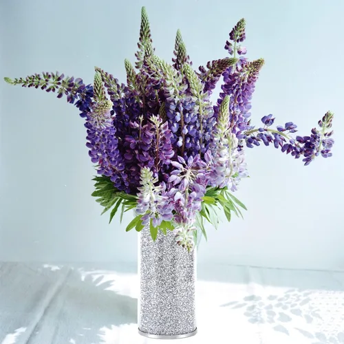 Miniatura 6 de Jarrón de cristal de cristal, 10 pulgadas de alto, lujoso jarrón de flores grandes de diamante triturado plateado, para decoración del hogar, sala