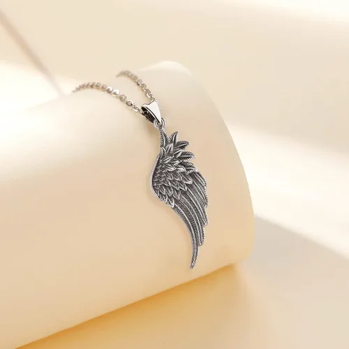 Miniatura 2 de LOOVE Collar de alas de ángel de plata de ley 925 con colgante de ángel de la guarda con dije de ángel, joyería de regalo para mujeres, niñas