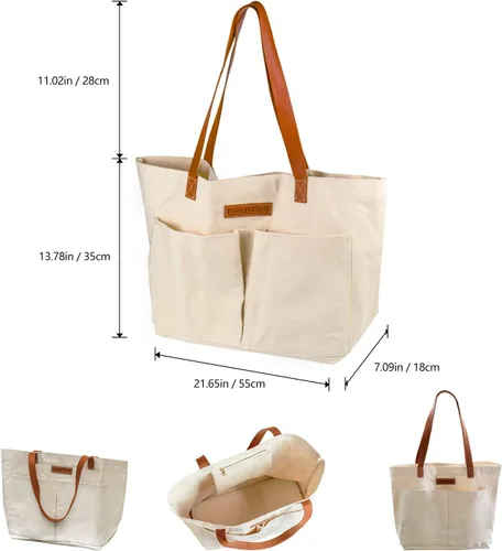 Miniatura 4 de Berry&Bird Bolsa de herramientas de jardín, bolsa de jardín de lona con bolsillos, bolsa de almacenamiento de herramientas multiusos resistente al