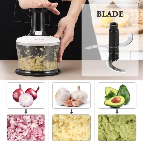 Miniatura 2 de Smile mom Picador de verduras, picador de alimentos, prensa rápida a mano, cortador de alimentos profesional, fácil de picar verduras, frutas, Blanco
