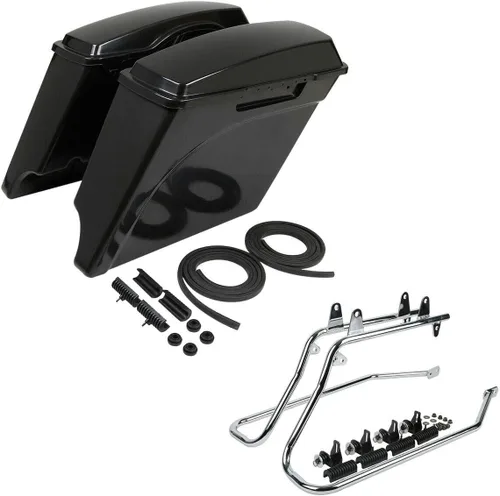 Miniatura 12 de Kit de soporte de conversión para alforjas extendidas de 4" TCMT, compatible con Harley Heritage Softail Fatboy FLSTF Breakout 1984-2017, negro