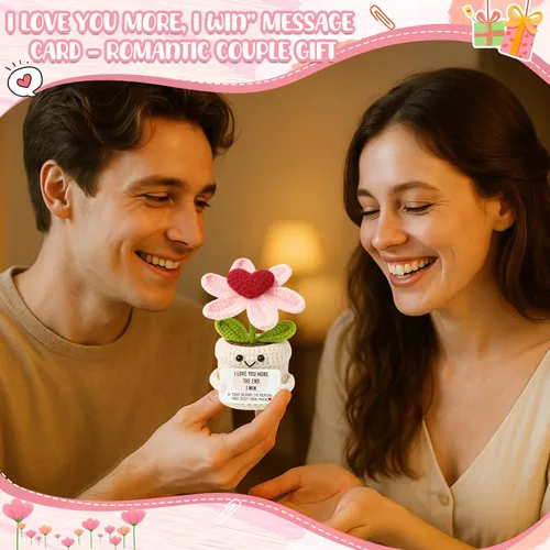 Miniatura 5 de Regalos de aniversario para mujeres, hombres, novios, novias, I Love You More Crochet Flower Parejas Regalo para él, esposa, marido, romántico, Love1