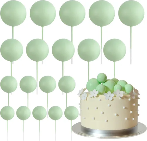 Miniatura 27 de ASTARON 20 piezas de decoración de bolas para pastel, mini globos, decoración de pastel con palos, bolas de pastel plateadas para graduación, boda