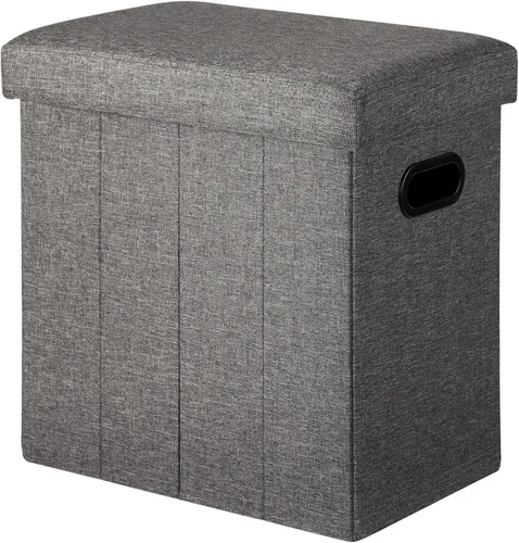 Miniatura 11 de COSYLAND Otomana con almacenamiento plegable de tela, reposapiés otomano para habitación, muebles plegables pequeños y altos con asas de tapa, 16.5