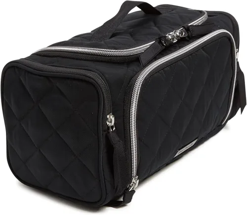 Miniatura 3 de Vera Bradley Bolsa organizadora de maquillaje cosmético de viaje grande de sarga para mujer, Negro