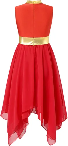 Miniatura 161 de CHICTRY Vestido de baile lírico sin mangas asimétrico para niñas, disfraz de adoración litúrgica contemporánea