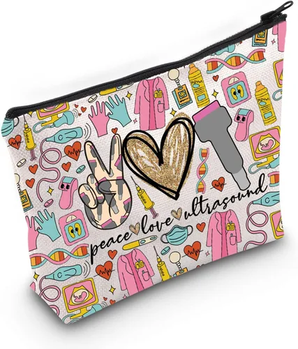 Miniatura 7 de WZMPA Sonography Tech - Bolsa de maquillaje cosmética para ecografía, regalo de ecografía, amor, ultrasonido, bolsa con cremallera para radiólogo