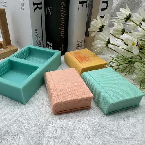 Miniatura 7 de Molde de jabón de silicona de dos libros, moldes de cera de vela hechos a mano, molde de silicona para pastel de mousse de chocolate, gelatina