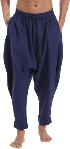 Miniatura 2 de perdontoo Pantalones de harén Aladdin estilo bohemio hippie con cordón para hombre