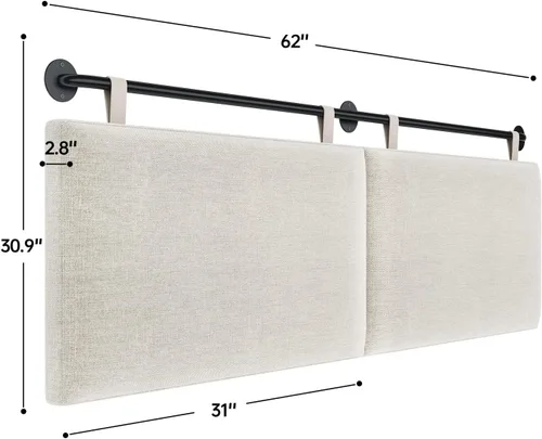 Miniatura 2 de Cabeceros para cama de tamaño Queen, cabecero montado en la pared con tapicería de lino fino y acolchado de botones, cabecera de altura ajustable