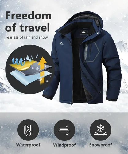 Miniatura 3 de Chaqueta de esquí impermeable y resistente al viento para hombre, abrigo de invierno con múltiples bolsillos, adecuada para el exterior