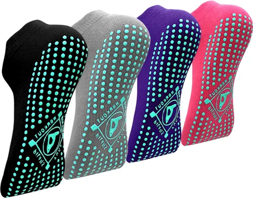 ELUTONG Calcetines antideslizantes para yoga pilates 4 pares de calcetines adhesivos de ballet entrenamiento hospital para mujer