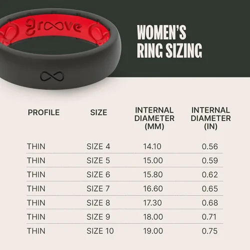 Miniatura 5 de Groove Life Anillo de boda de goma transpirable para mujer, diseño único, anillo de ajuste cómodo