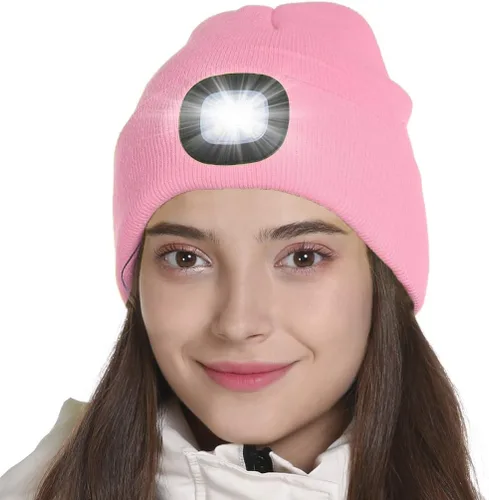 Miniatura 15 de Tutuko Gorro unisex con luz, gorro LED recargable por USB, sombrero LED con linterna, regalos para hombres, mujeres, papá