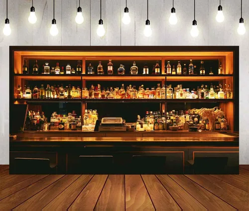 Miniatura 10 de Telones de fondo de bar de 5 x 3 pies para fotografía, vinilo para bebidas de vino, fondo de alcohol, cafetería, restaurante, estante de bebidas