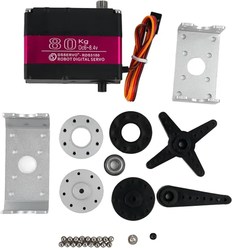 Miniatura 2 de RDS5180 176.4 lbs Servo digital de alto par 7.4 V servo de doble eje, engranaje de metal impermeable IP66 con soporte en forma de U para brazo robot