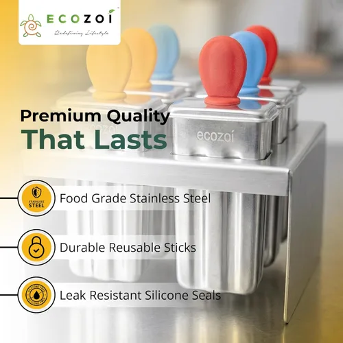 Miniatura 7 de Ecozoi Moldes de paletas de acero inoxidable, 6 mini máquinas de paletas, 6 varillas de acero inoxidable reutilizables, 12 sellos de silicona y 1