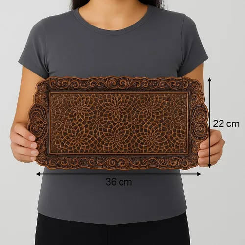 Miniatura 3 de Alisveristime Bandeja pequeña de metal ornamentado para servir – Bandeja decorativa con motivo otomano (14.2 x 7.1 pulgadas, 10.8 onzas)