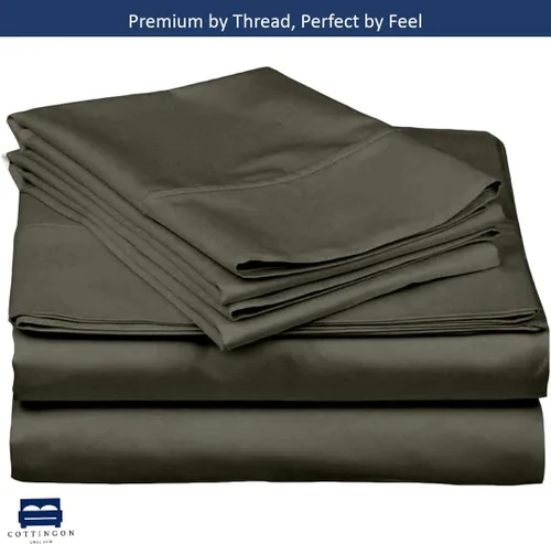 Miniatura 7 de Cottingon Juego de sábanas Split King para cama ajustable, sábanas 100% algodón egipcio, incluye 2 sábanas bajeras Twin XL de 39 x 80 pulgadas, Gris
