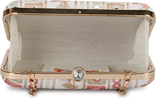 Miniatura 5 de LONGING TO BUY Embrague de caja de diseño hecho a mano para mujeres, embrague bordado Zari para mujeresembrague de mano para mujeres
