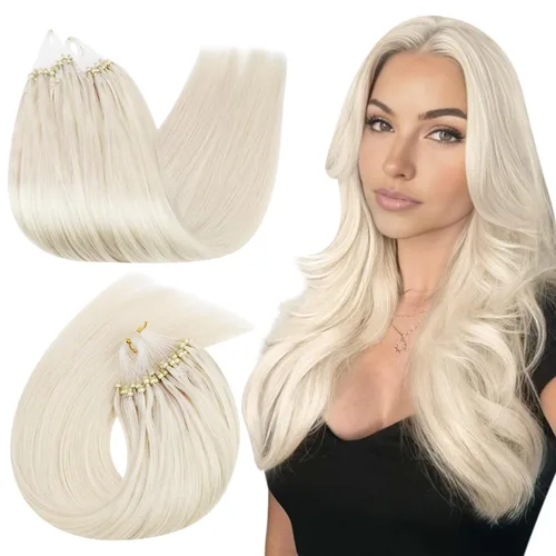 Miniatura 53 de Ugeat - Extensiones de cabello humano con microanillo, 14 pulgadas, extensiones de cabello Remy con microcuentas de 1 gm/hebra, 50 gms, extensiones