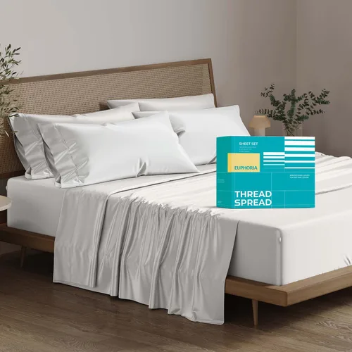 Miniatura 16 de THREAD SPREAD Sábanas 100% Algodón Egipcio Tamaño Twin - 800 Alto Número de Hilos 3 Piezas Sábanas Twin Extra Largas para Dormitorio, Bolsillo