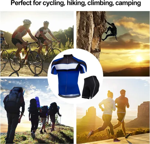 Miniatura 7 de ZEROBIKE Conjunto de camiseta de ciclismo de manga corta para hombre, transpirable, de secado rápido, acolchado, 3D, ropa de bicicleta MTB