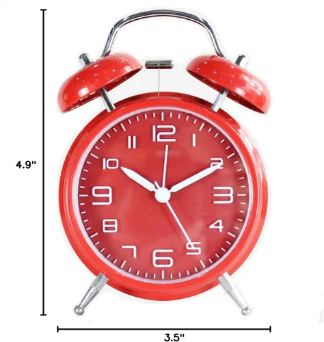 Miniatura 7 de TXY Reloj despertador clásico de doble campana para dormitorio con esfera estereoscópica, carcasa esmerilada, luz de fondo, tono de llamada mecánico