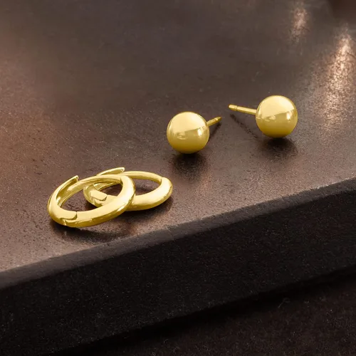 Miniatura 4 de Ross-Simons RS Pure - Juego de joyas de oro amarillo de 14 quilates aretes de bola de 0.197in y aretes de aro, Oro, no conocido