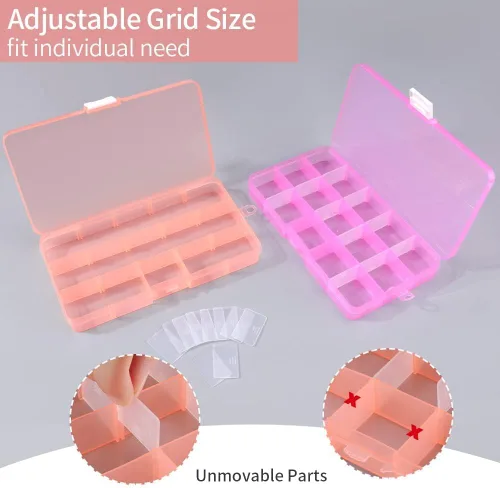 Miniatura 4 de Opret Organizador de 15 cuentas (4 unidades), caja organizadora de aretes, pequeños recipientes de plástico con divisores ajustables