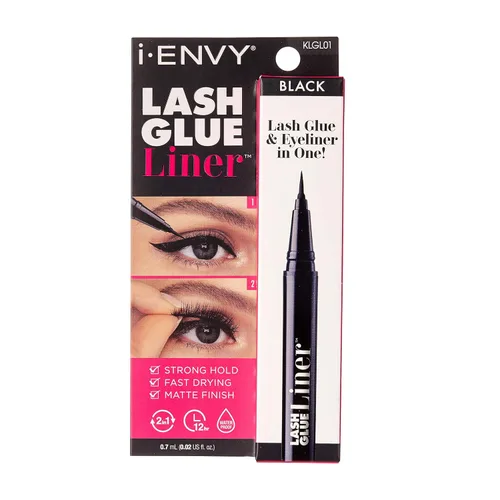 i-Envy - Pegamento de pestañas 2 en 1, adhesivo de pestañas y delineador de ojos en uno (0.02 onzas), aplicación rápida y precisa, acabado mate de