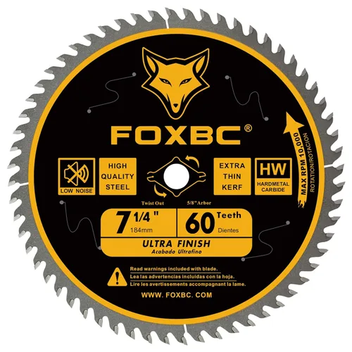 FOXBC Hoja de sierra circular de 7-1/4 pulgadas, acabado ultrafino, 60 dientes, repuesto para Freud Diablo D0760A D0760X, DeWalt DWA171460 Hoja de