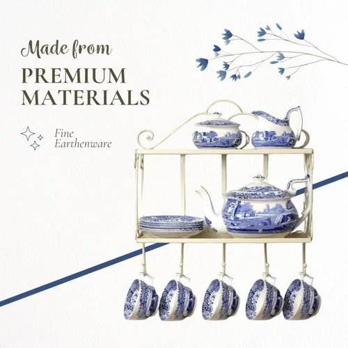 Miniatura 5 de Spode Blue Italian Oval Rim - Bandeja para hornear profunda para servir verduras, cena asada y más 12.5 x 8.75 pulgadas Hecho de porcelana fina