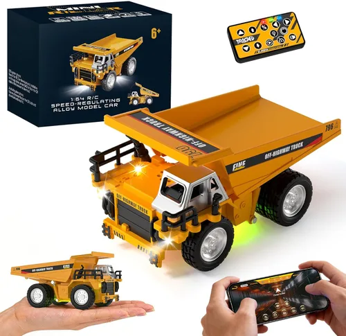 Miniatura 8 de YESHIN Excavadora de control remoto 1/64, mini vehículo de construcción RC de aleación de metal con pala, excavadora RC de carga directa tipo C
