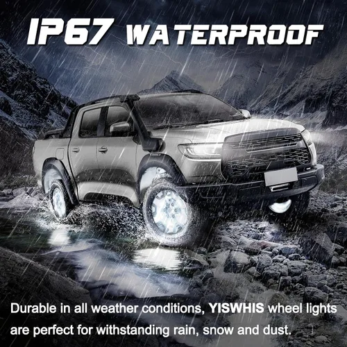 Miniatura 4 de Luces de Ríncon de 15.5 Pulgadas Blanco Frío, Luz de Rueda para Coches, Luces de Rueda Blancas Puras, 6500k Blanco Frío, Impermeable IP68, Control