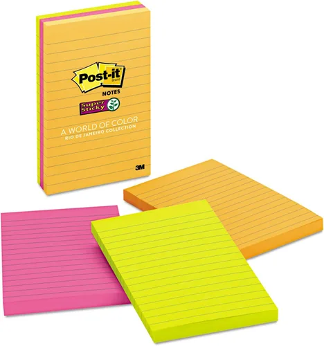 Miniatura 8 de Post-it Notas grandes superadhesivas, forradas, 1 bloc, 3.976 in x 3.976 in, 70 hojas – Notas extra adhesivas para paredes, monitores y nevera