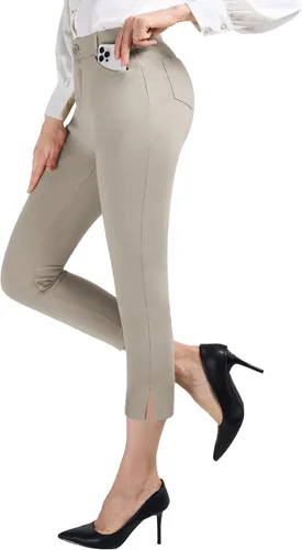 PUWEER Capri Pants for Women Dressy Business Casual Stretchy Slim Straight Womens Dress Pants with Pockets
