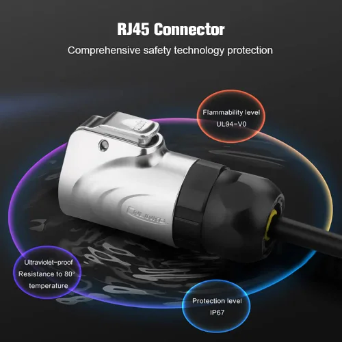 Miniatura 5 de Conector RJ45, conector circular industrial Ethernet impermeable IP67, conector de doble puerto de aviación 8P8C, conector de señal para el hogar