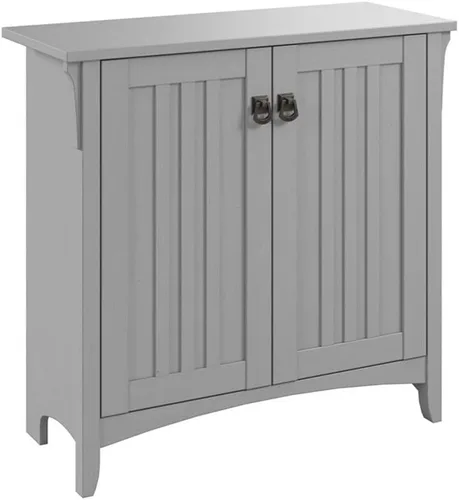 Miniatura 9 de Bush Furniture Salinas - Armario de almacenamiento pequeño con puertas y estantes en color blanco antiguo, baúl de 2 puertas para oficina en casa