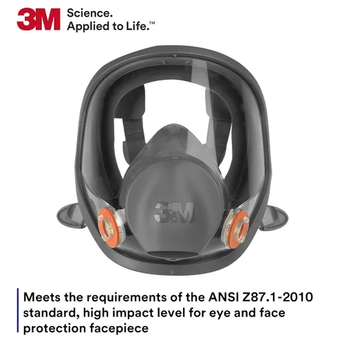 Miniatura 3 de 3M - Respirador reutilizable de cara completa 6800, NIOSH, protección ocular de alto impacto ANSI, M + cartucho respirador 3M P100/filtro 60926