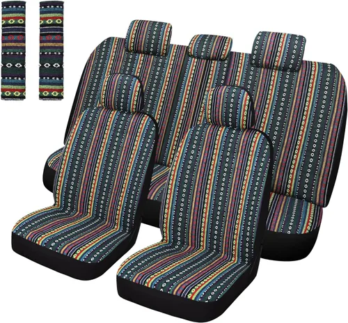 Miniatura 8 de Pariitadin Baja - Fundas para asientos delanteros de automóvil tipo manta de montura con almohadillas para cinturón de seguridad, fundas de asiento