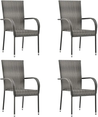 Miniatura 12 de 2 sillas de comedor de ratán para patio, sillas de patio apilables para exteriores, ratán de polietileno con reposabrazos y marco de acero, juego